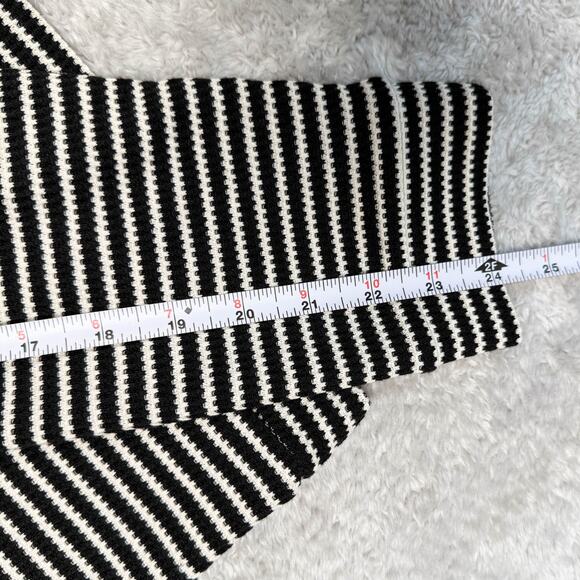 H&M Black White Striped Cotton Blend Cardigan Jacket Womens Size L NWT - Picture 6 of 7